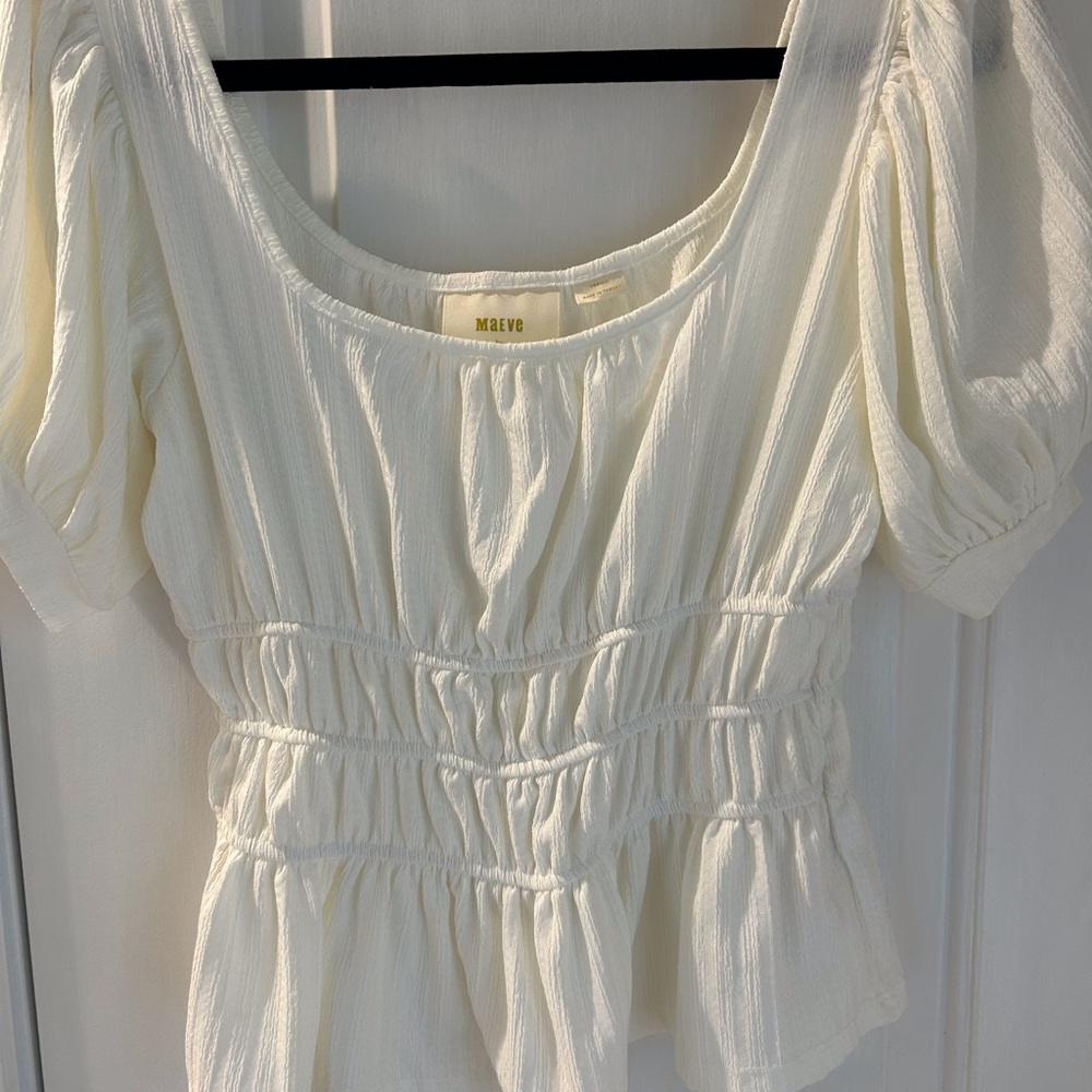Maeve by Anthropologie White Puff Sleeve